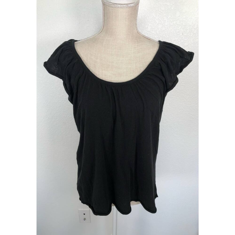 Chaser Black Knit Flutter Tie Back Top - M